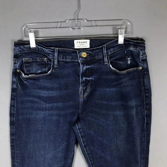 FRAME Le Garcon Size 31 Ankle Slim Boyfriend Jeans Mid Rise Distressed Crop - Picture 2 of 16
